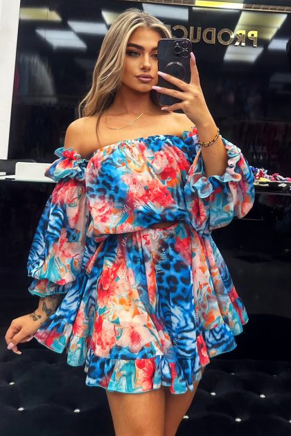 KOMPLET SPÓDNICZKA + HISZPANKA LA DIVA NIEBIESKI PREMIUM