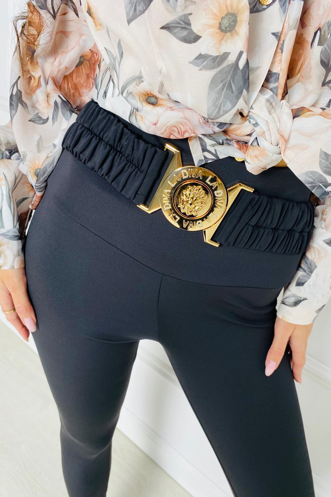 LEGGINSY Z KLAMRĄ LA DIVA CZARNE - obrazek 2