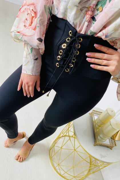 LEGGINSY SZNUROWANE LA DIVA CZARNE
