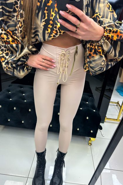 LEGGINSY SZNUROWANE LA DIVA BEŻ