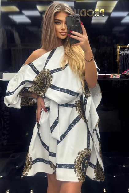 SUKIENKA KIMONO LA DIVA PRINT BIAŁY