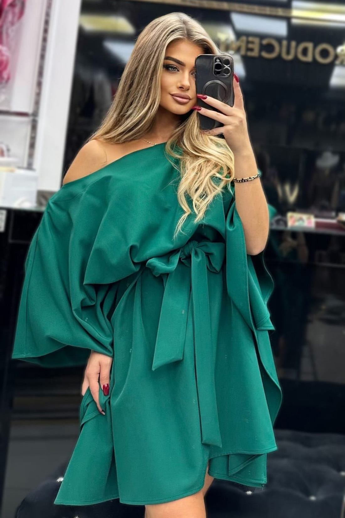 SUKIENKA KIMONO LA DIVA ZIELEŃ BUTELKA - obrazek 2