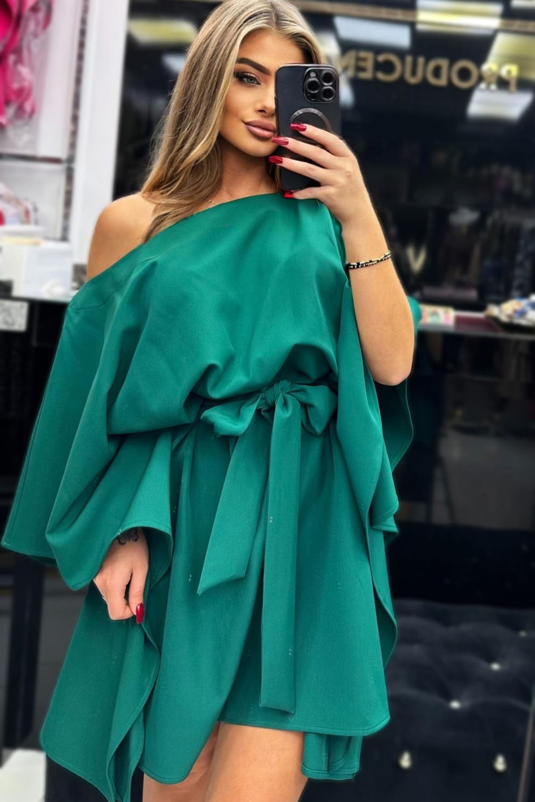 SUKIENKA KIMONO LA DIVA ZIELEŃ BUTELKA