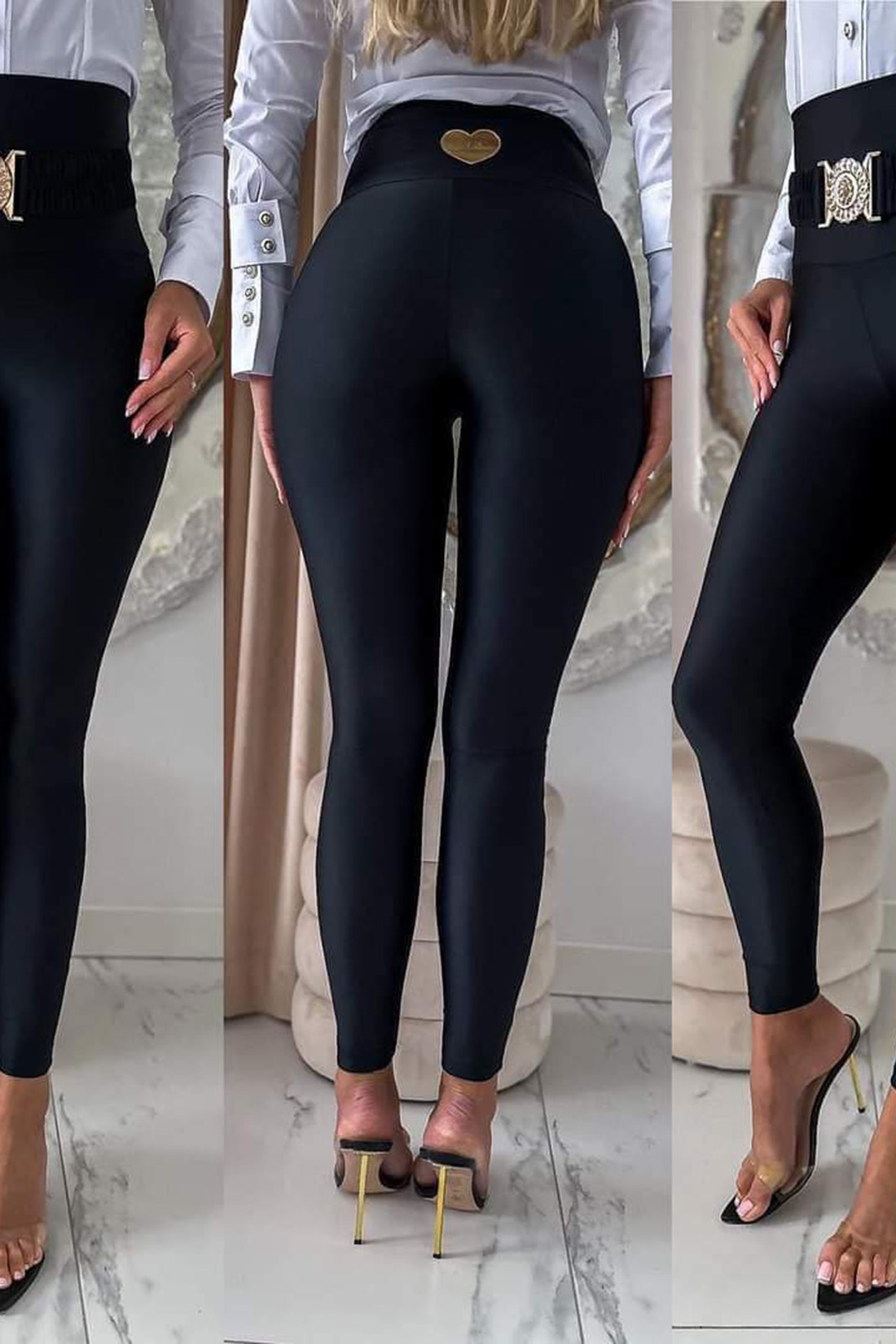 LEGGINSY Z KLAMRĄ LA DIVA CZARNE TIGER - obrazek 4