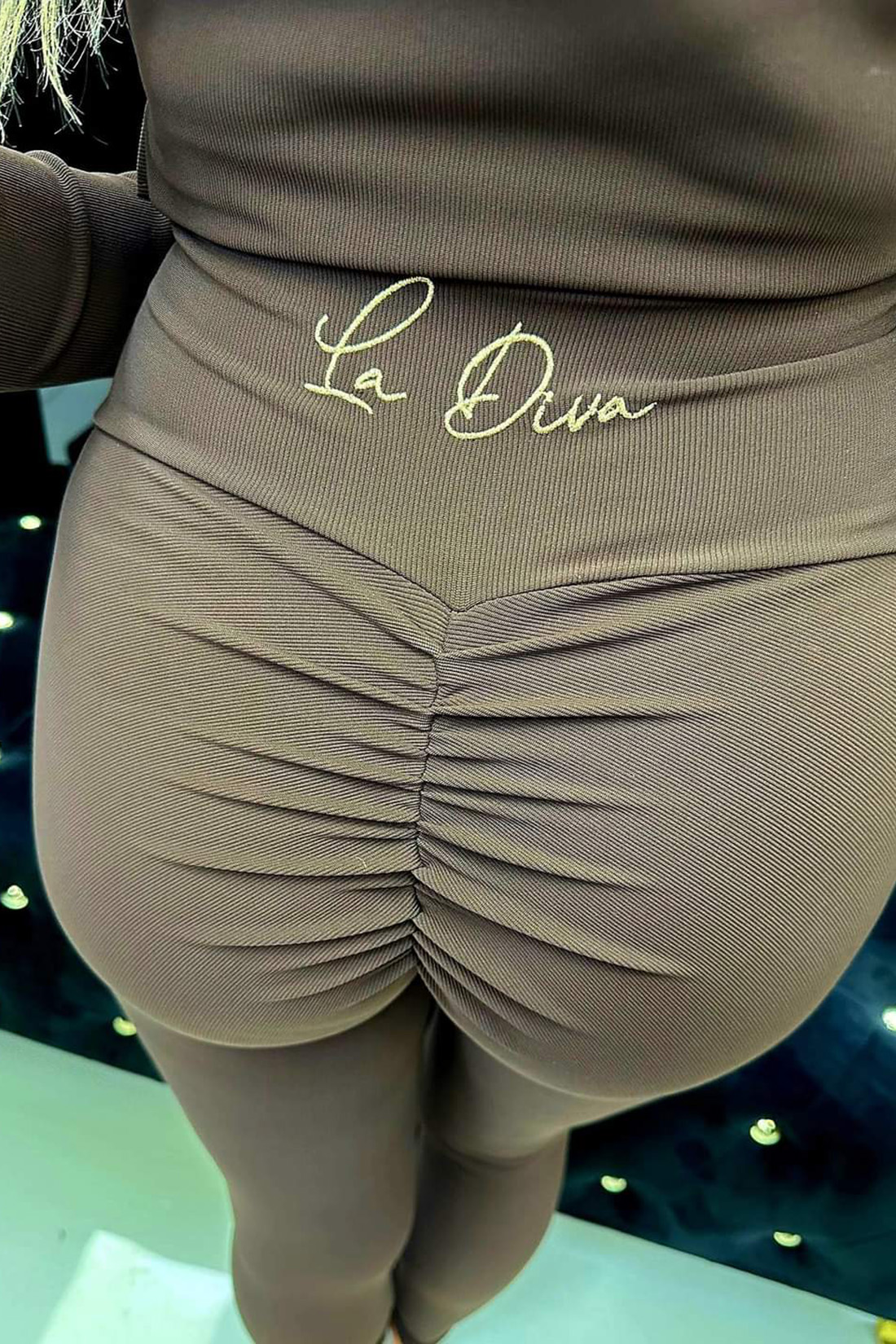 LEGGINSY PRĄŻEK LA DIVA CZEKOLADA - obrazek 2