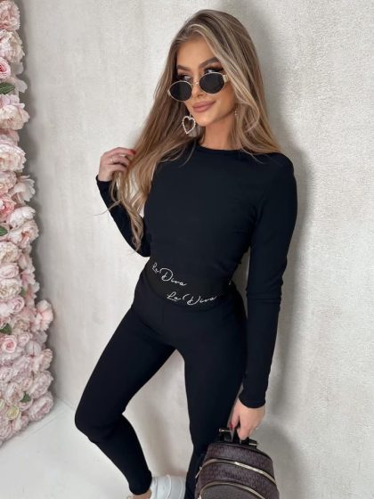 KOMPLET TOP GUMA + LEGGINSY LA DIVA CZARNY