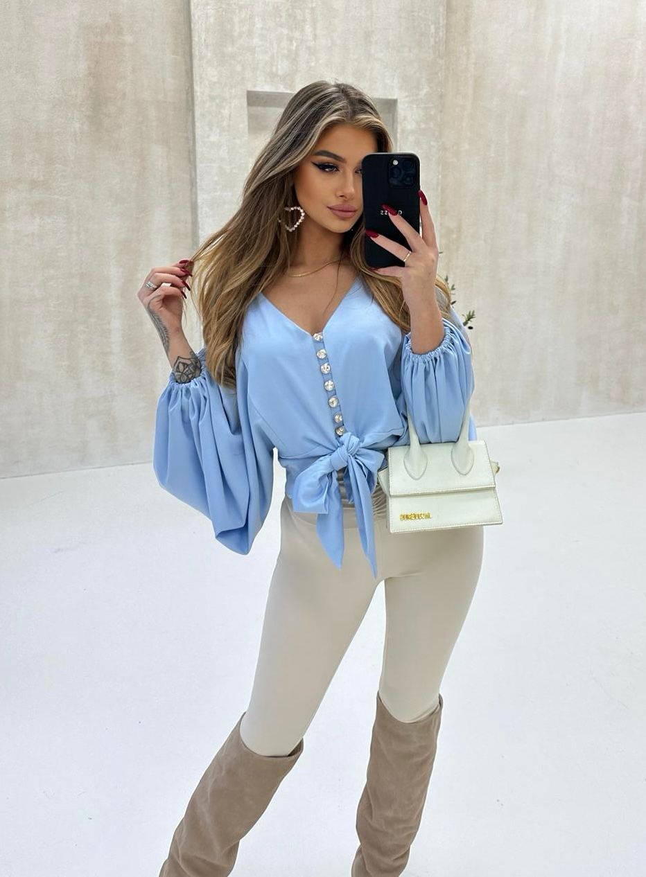 KOSZULA WIĄZANA BABY BLUE - obrazek 2