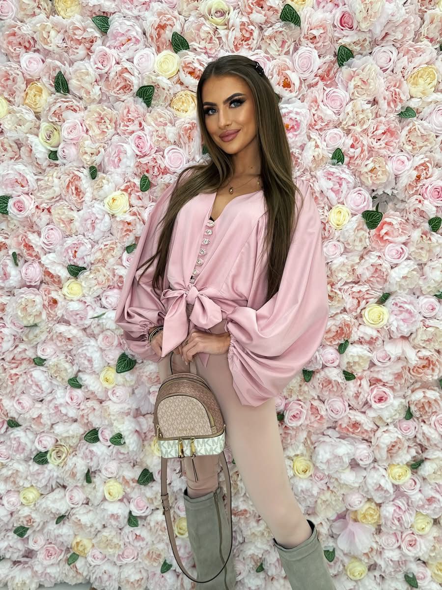 KOSZULA WIĄZANA PUDROWY RÓŻ - obrazek 3