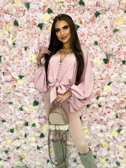 KOSZULA WIĄZANA PUDROWY RÓŻ