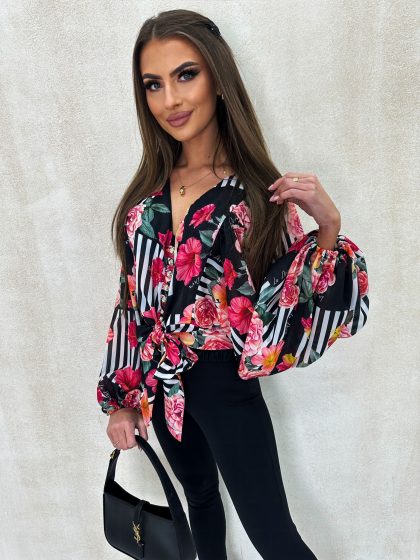 KOSZULA SZYFONOWA PRINT KWIATY