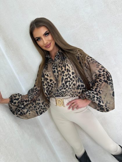 KOSZULA GUMKA – PANTERA BEŻ