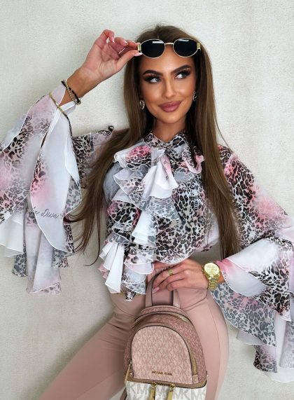 KOSZULA Z ŻABOTEM – BIAŁA PANTERA