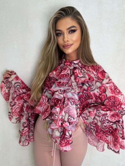 KOSZULA Z ŻABOTEM – RÓŻOWY PRINT