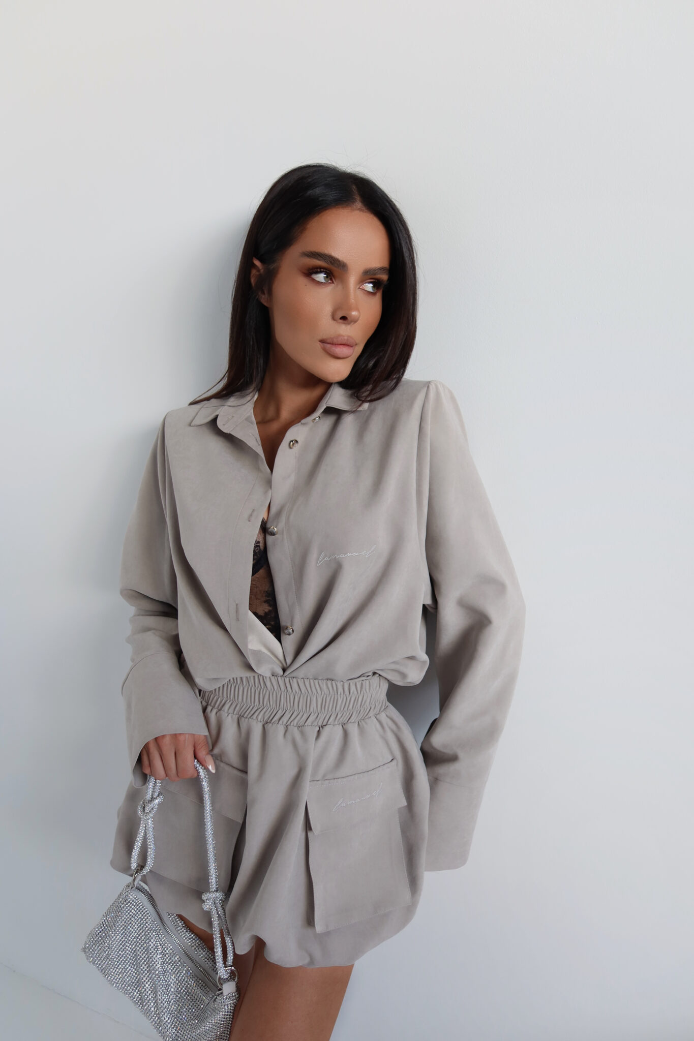 Spódnica VELVET stalowa LAMANUEL - obrazek 7