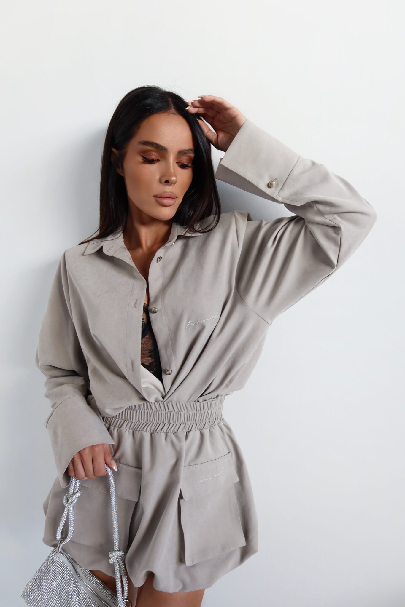 Spódnica VELVET stalowa LAMANUEL - obrazek 6