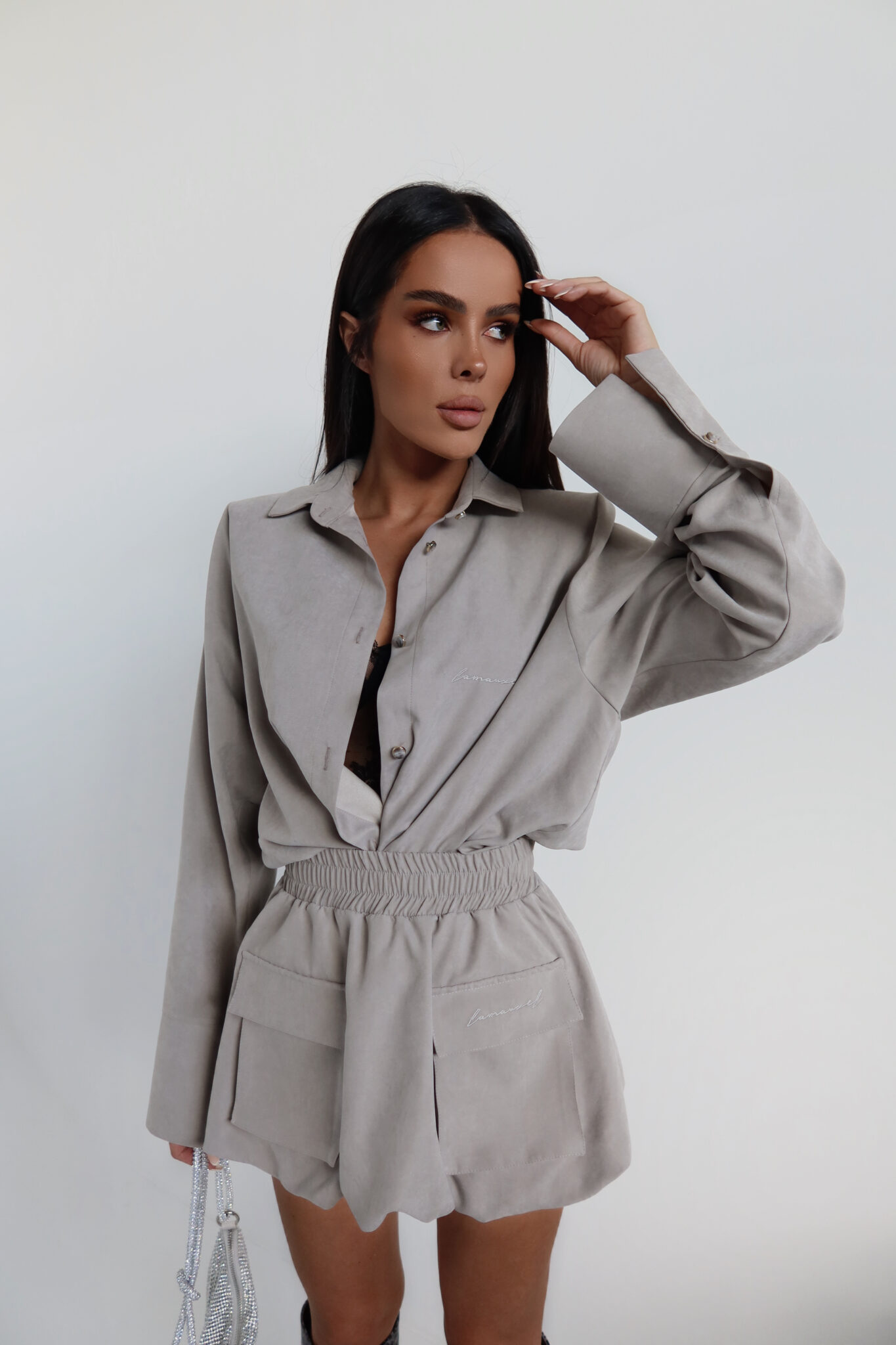 Spódnica VELVET stalowa LAMANUEL - obrazek 5