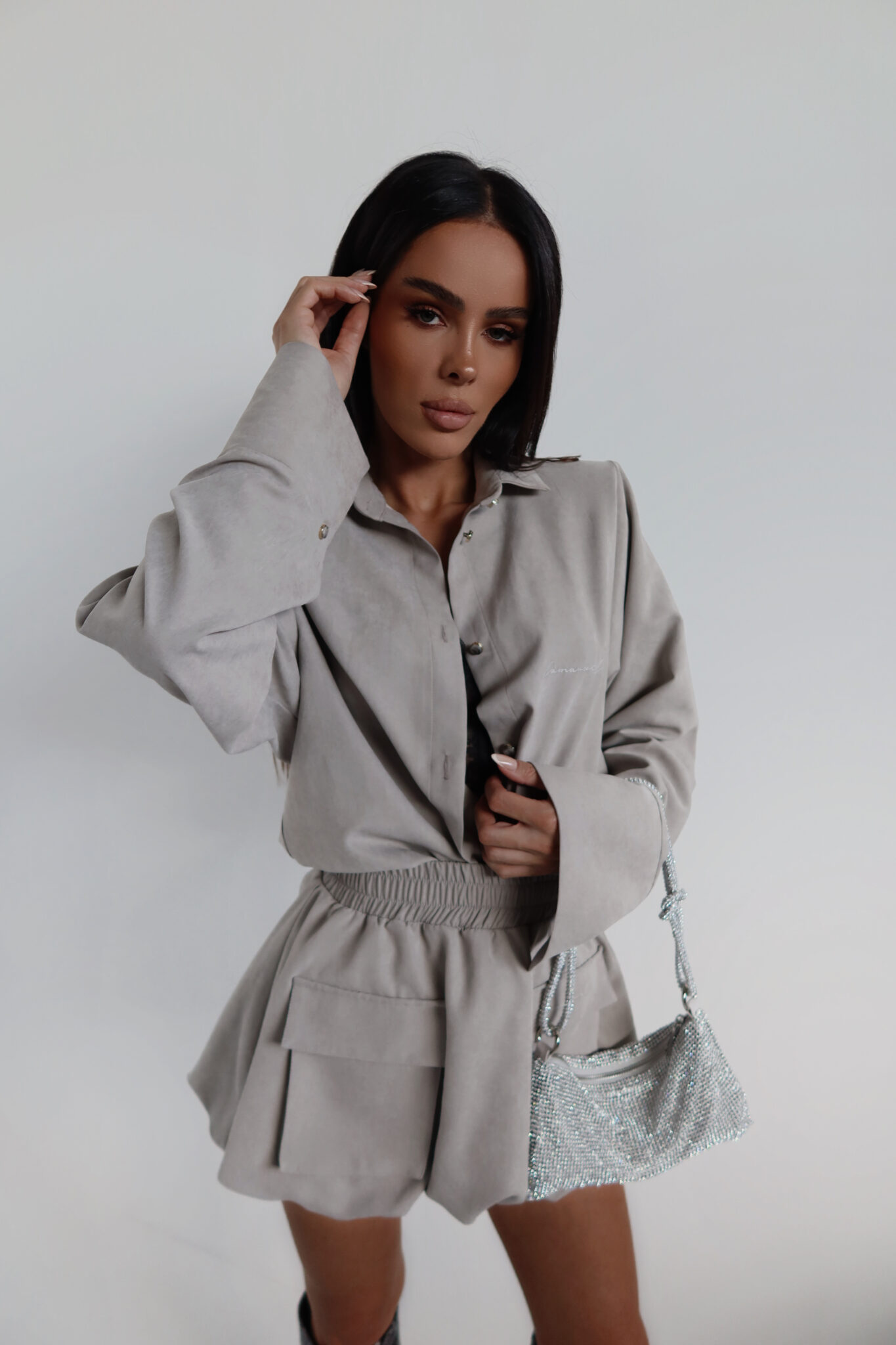 Spódnica VELVET stalowa LAMANUEL - obrazek 8