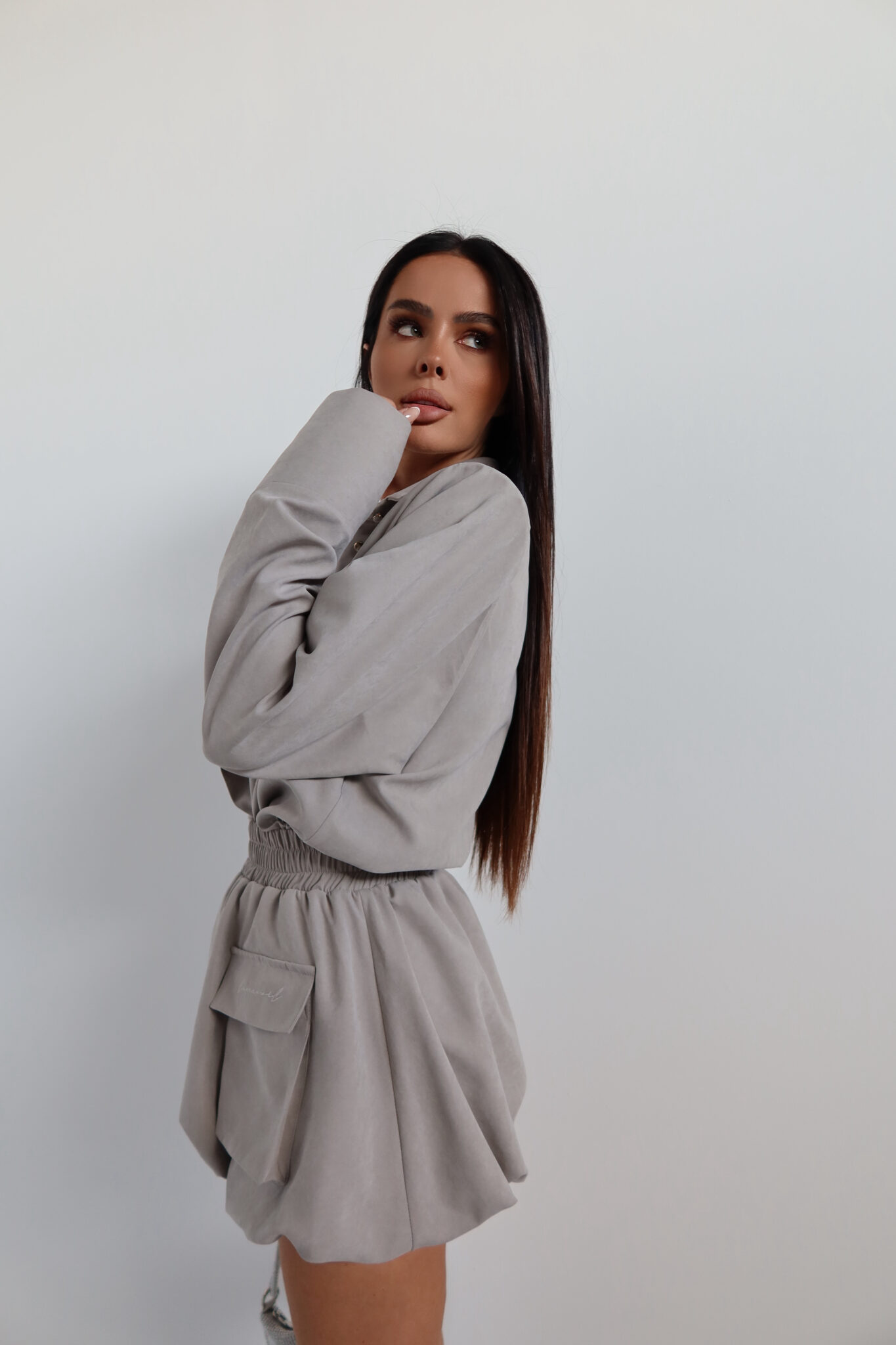 Spódnica VELVET stalowa LAMANUEL - obrazek 2