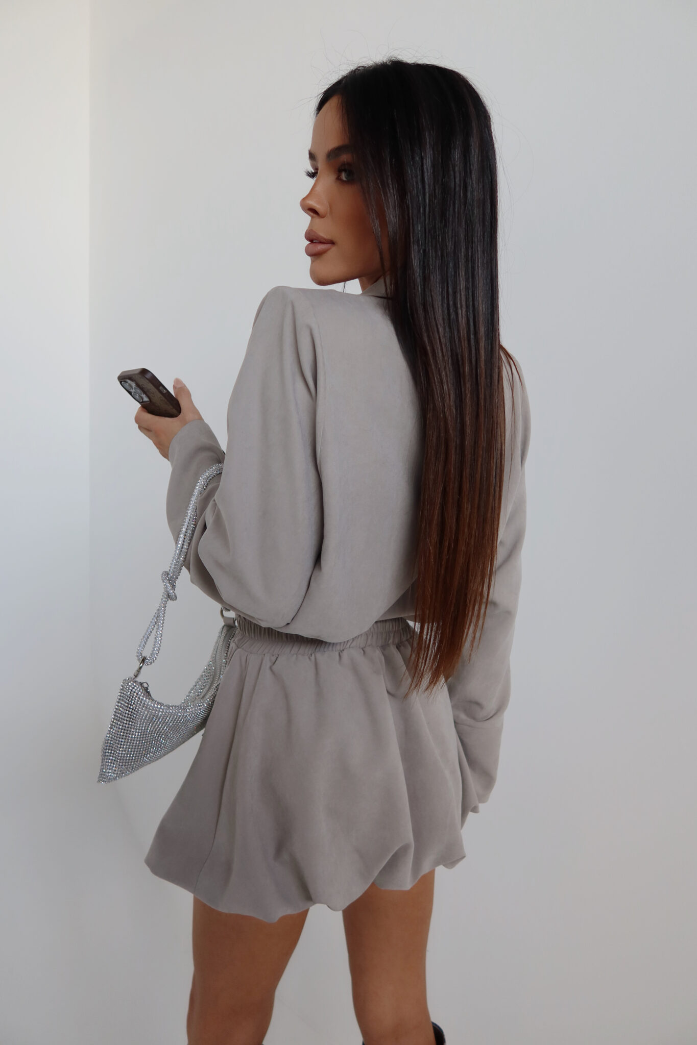 Spódnica VELVET stalowa LAMANUEL - obrazek 4