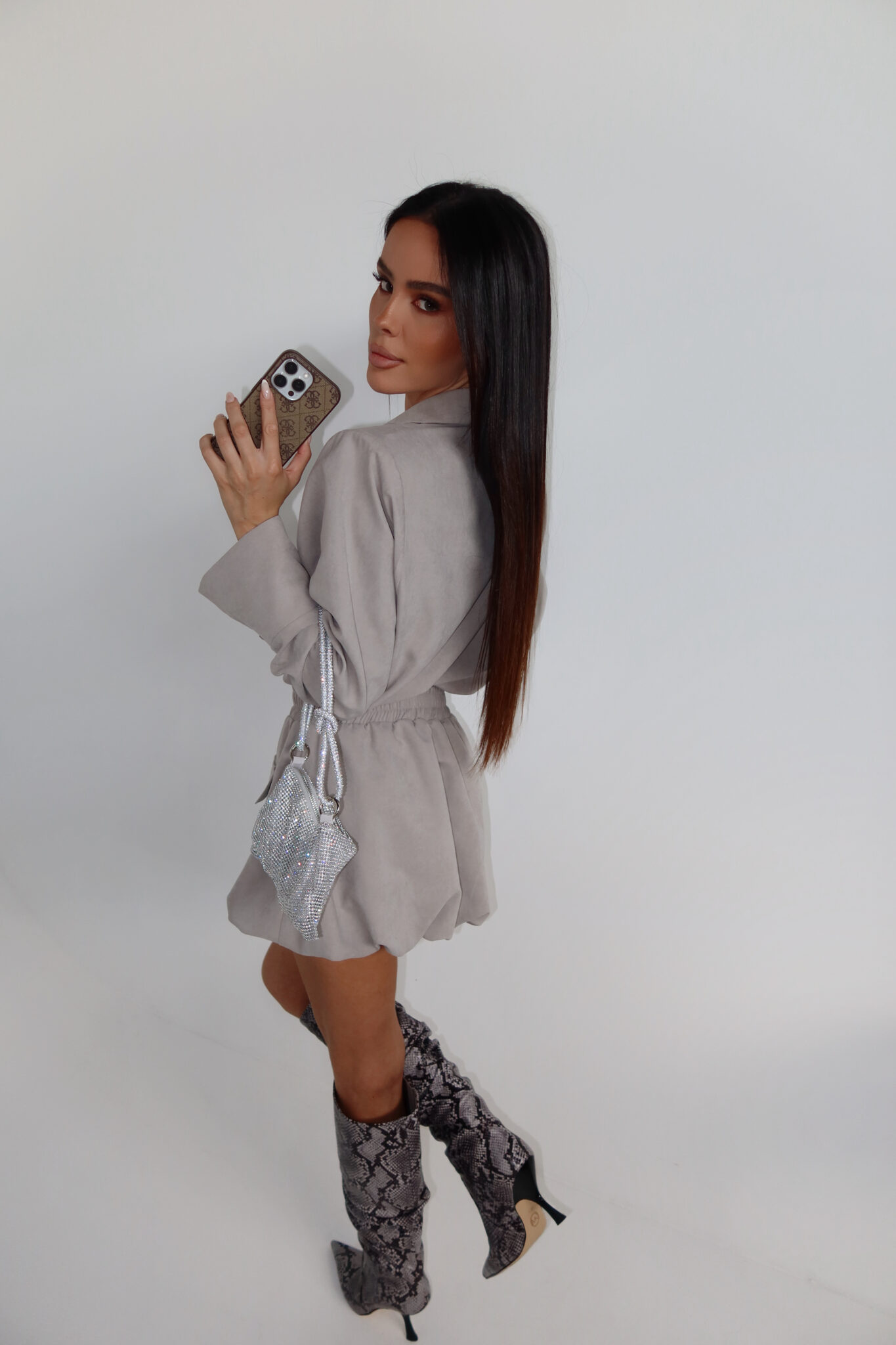 Spódnica VELVET stalowa LAMANUEL - obrazek 9