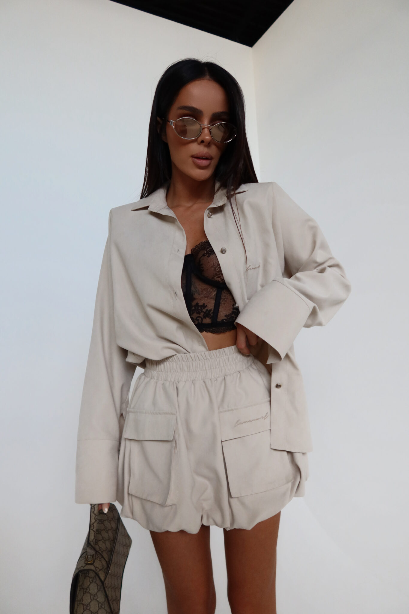 Spódnica VELVET beż LAMANUEL - obrazek 7