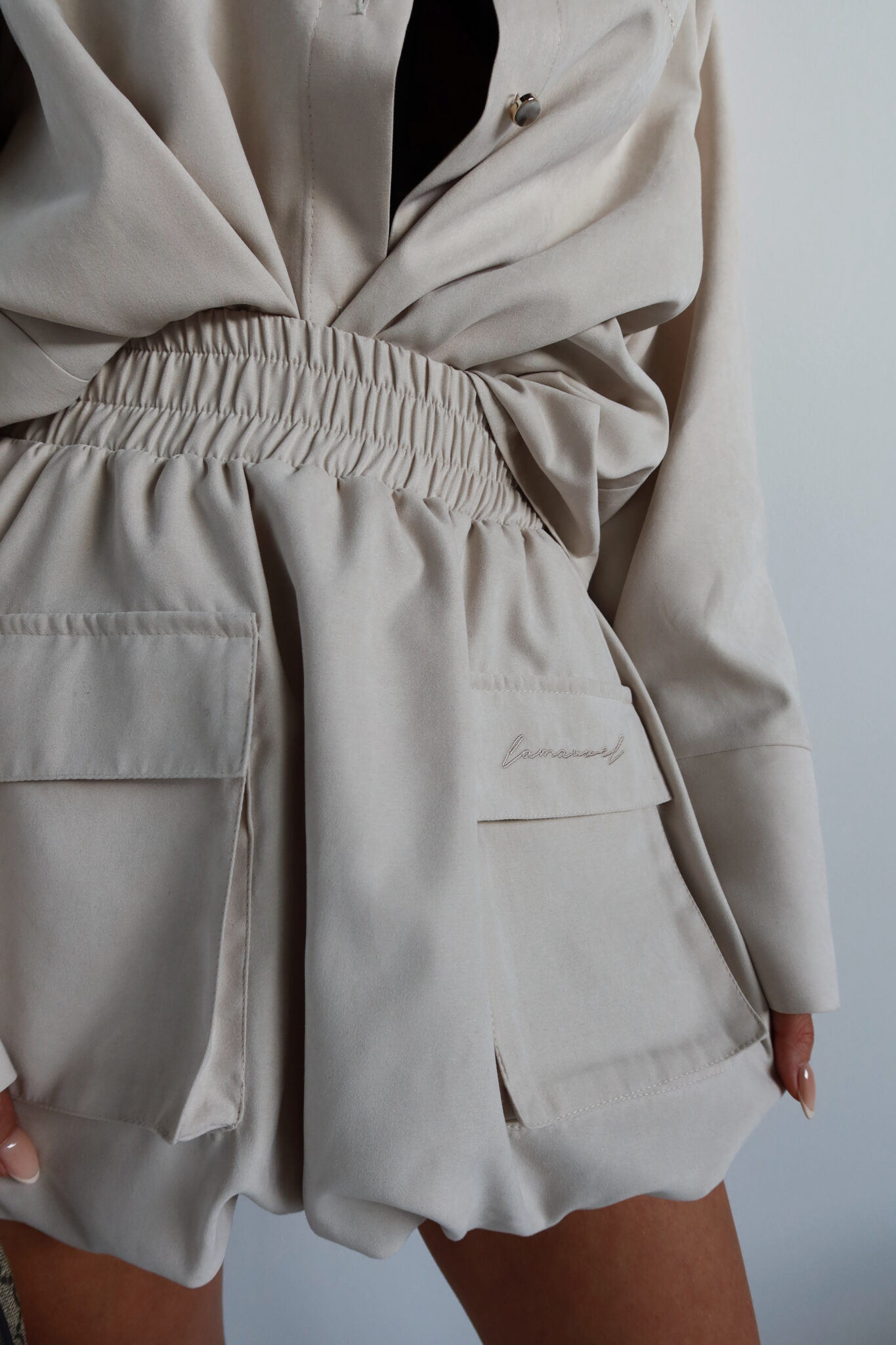 Spódnica VELVET beż LAMANUEL - obrazek 2