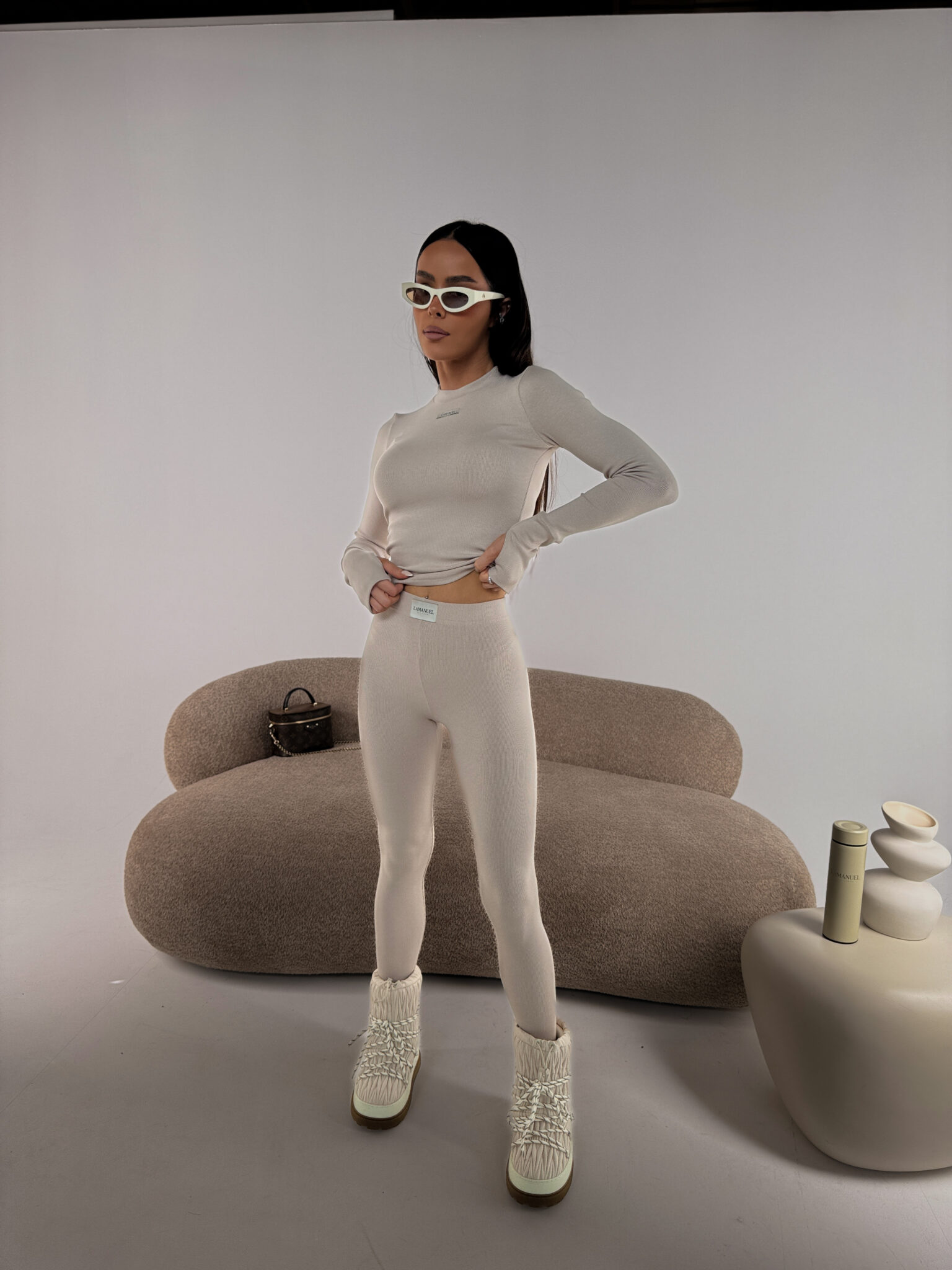 Legginsy FLOW beż LAMANUEL - obrazek 2