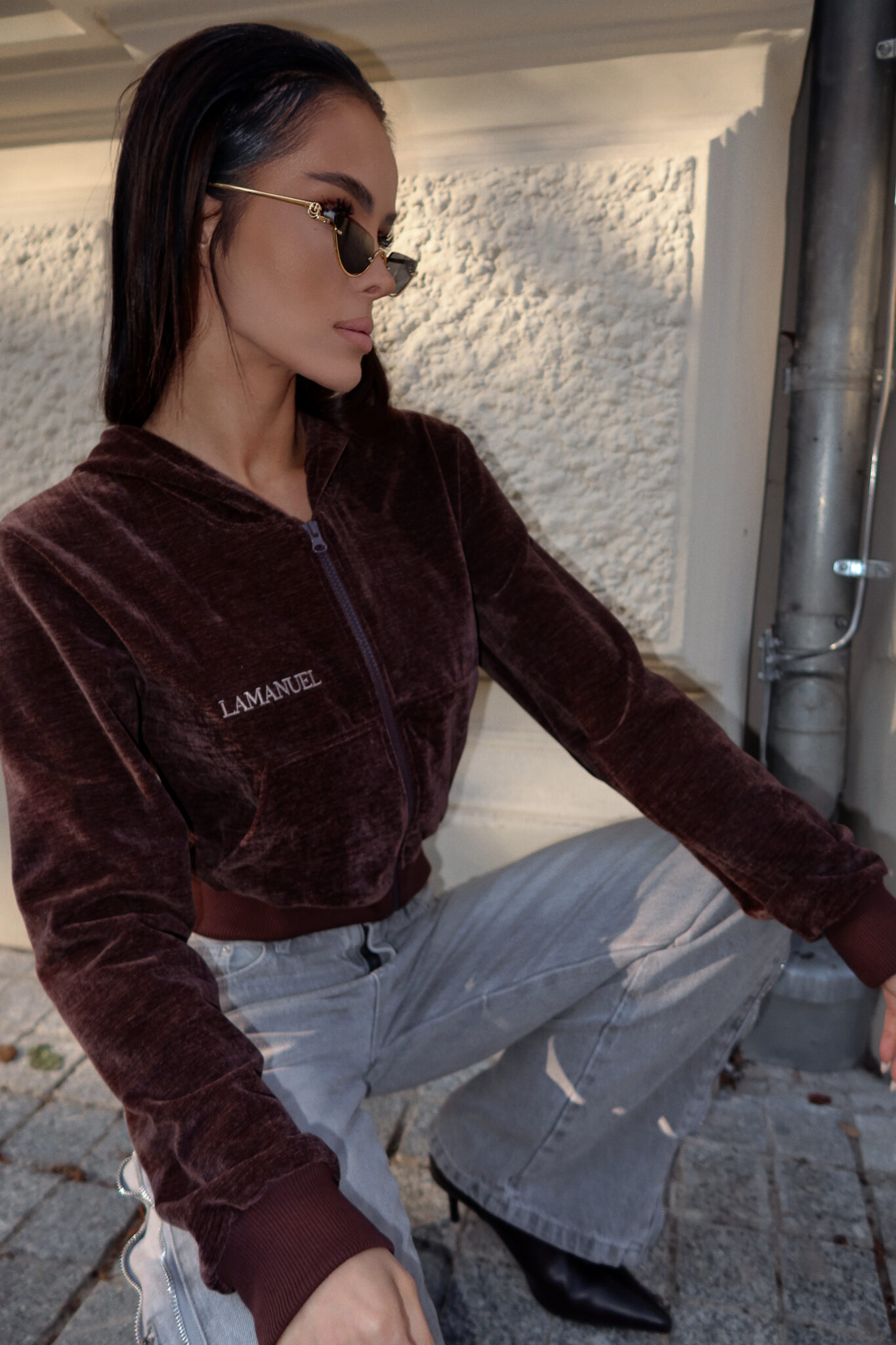 Bluza VELVETY czekolada LAMANUEL - obrazek 4